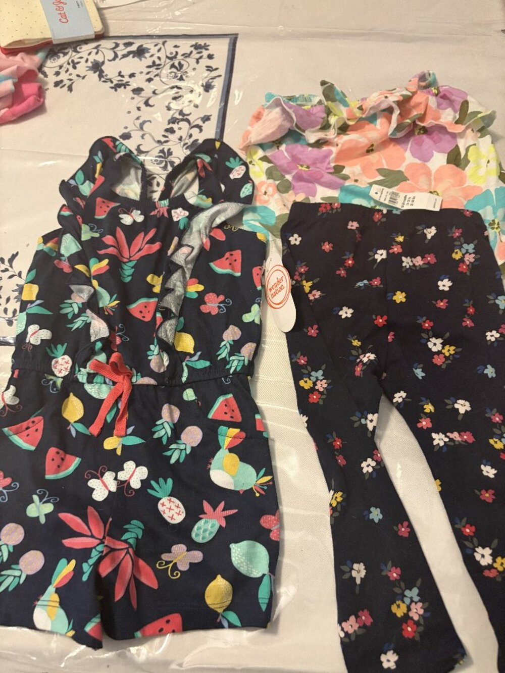 NWT 24 Months Floral Design 3 pieces pants, shirt romper